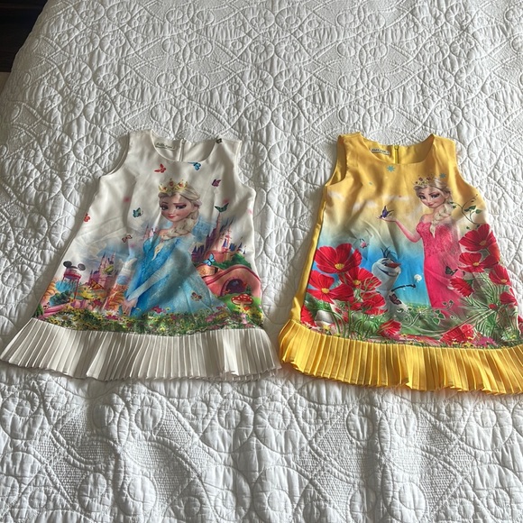 Zara Dresses Zara Kids Elsa Frozen Dresses One White And One Yellow Grease Condition Size 7